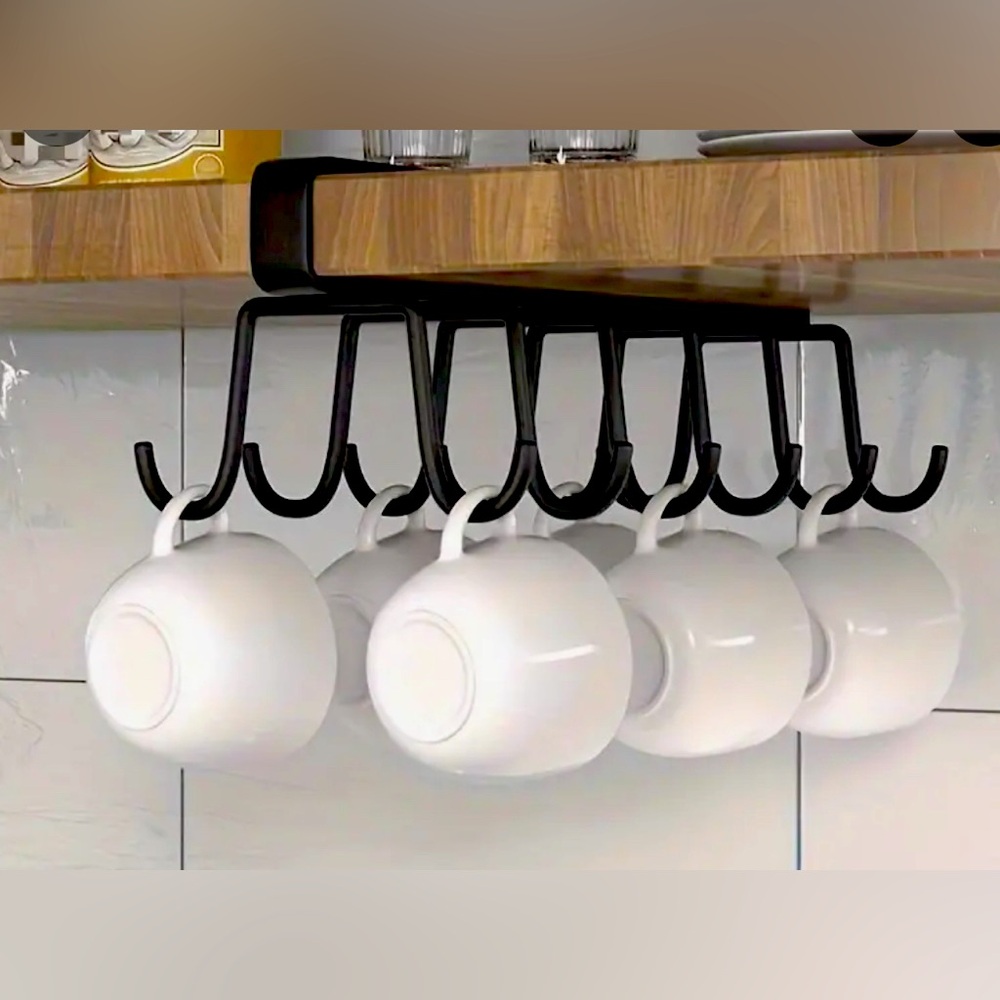 12-Hook Kitchen Cup & Accessory Storage Rack